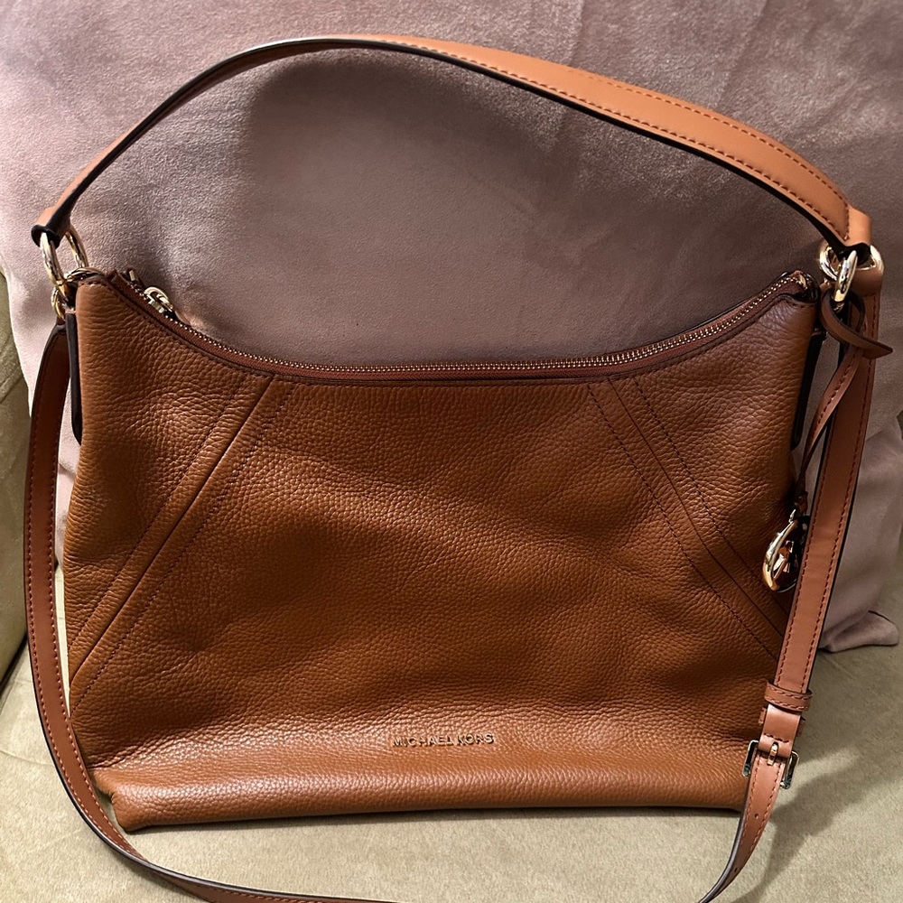 Michael Kors Brown Pebbled Leather Shoulder Hobo
